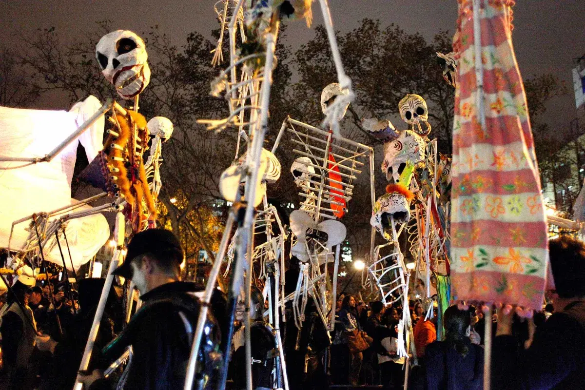 Village Halloween ParadeA procession of spooky, skeletal puppets makes its way up Sixth Avenue as part of this downtown tradition, which began in 1974.in NYC 