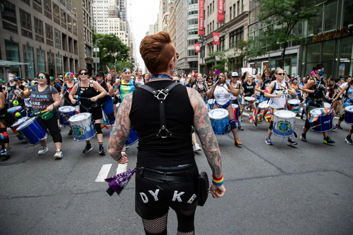 Person standing at Dyke March NYC