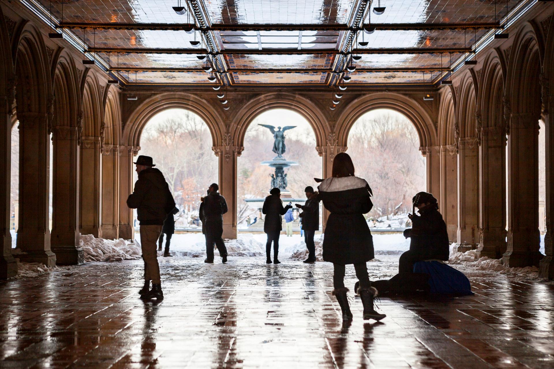 Bethesda Fountain in Central Park, Manhattan, during winter